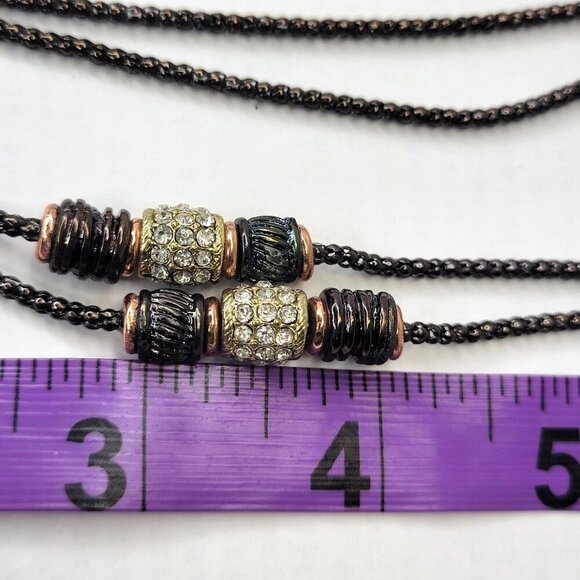 Bronze Gold Necklace With Rhinestones - Picture 5 of 9